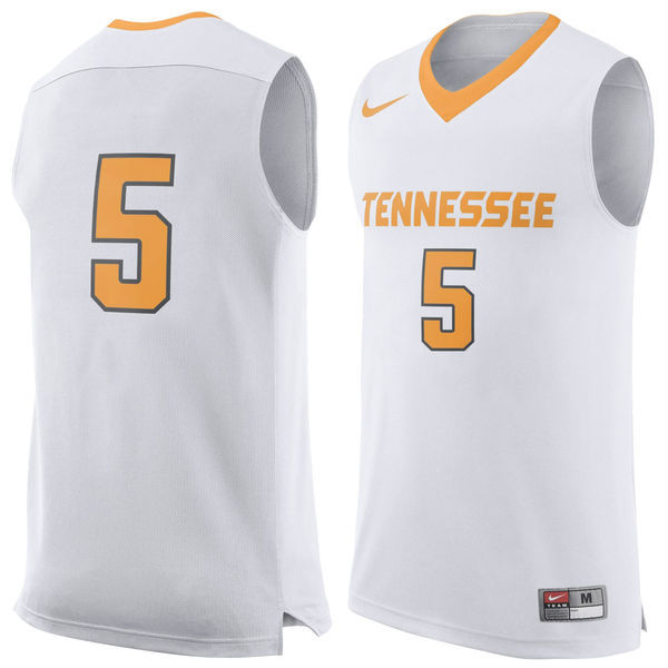 NCAA Tennessee Volunteers #5 Nike Basketball Jersey - White 
