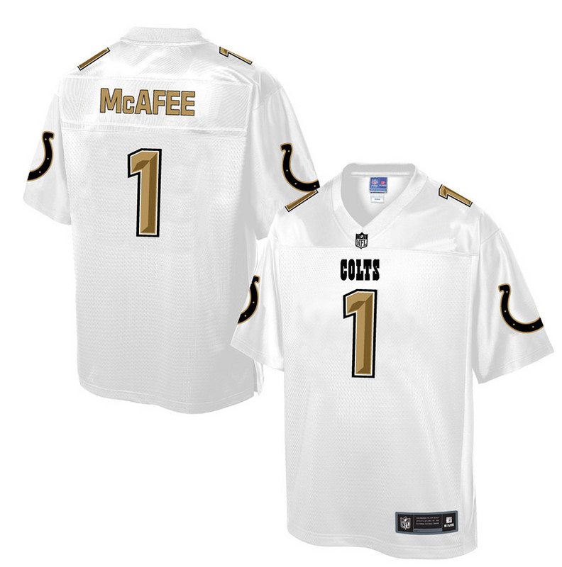 Mens Indianapolis Colts #1 McAFEE White Gold Collection Jersey