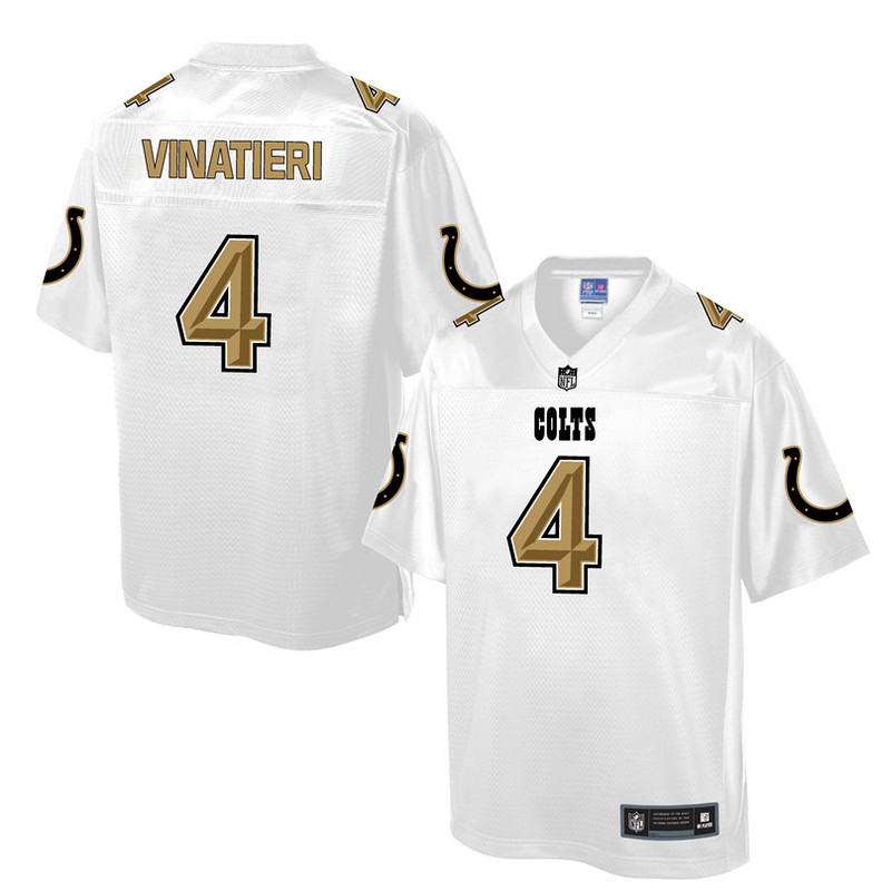 Mens Indianapolis Colts #4 Vinatieri White Gold Collection Jersey