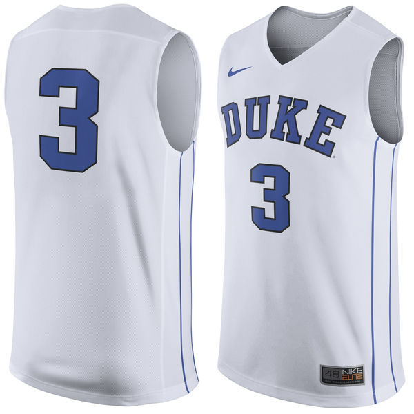 NCAA Duke Blue Devils #3 Nike Replica Jersey - White 