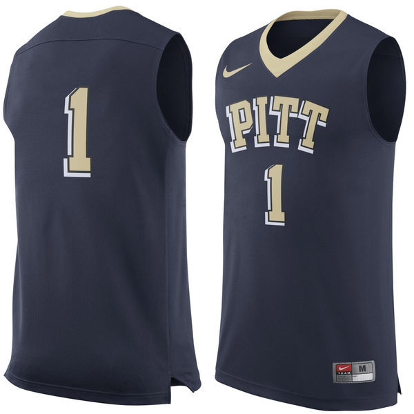 NCAA Pitt Panthers #1 Nike Basketball Jersey Navy 