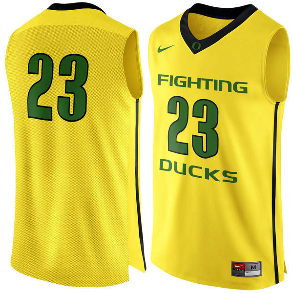 NCAA #23 Oregon Ducks Nike Basketball Jersey - Yellow 