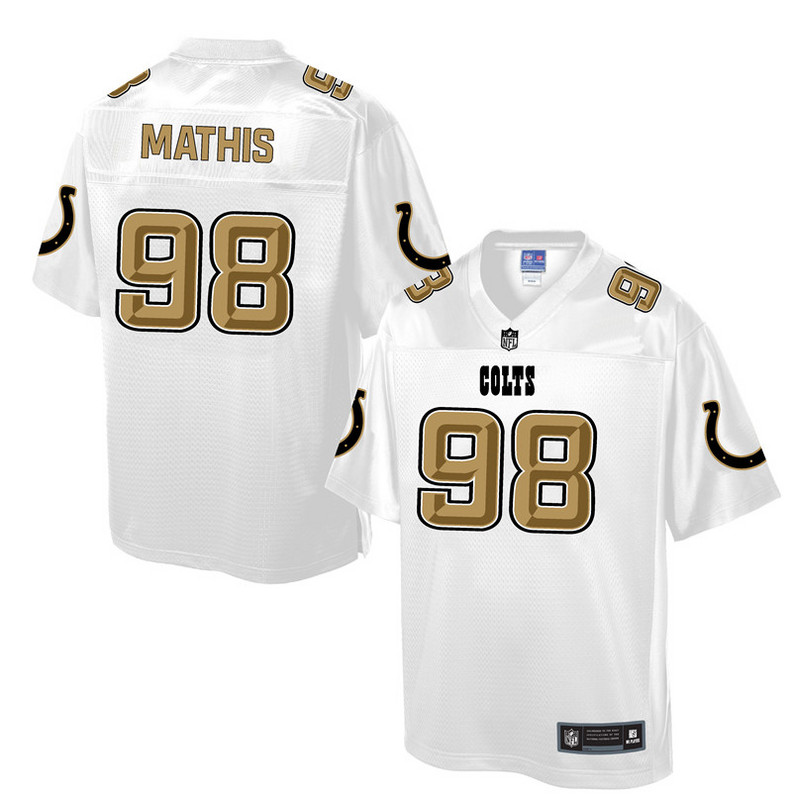 Mens Indianapolis Colts #98 Mathis White Gold Collection Jersey