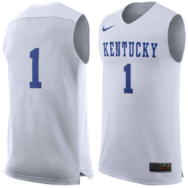 NCAA Kentucky Wildcats #1 Nike Replica Jersey - White