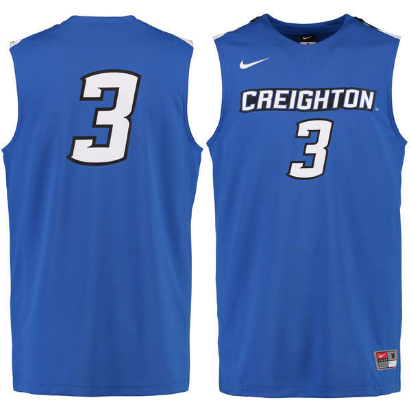 NCAA Creighton Bluejays  #3 Nike Replica Master Jersey - Royal
