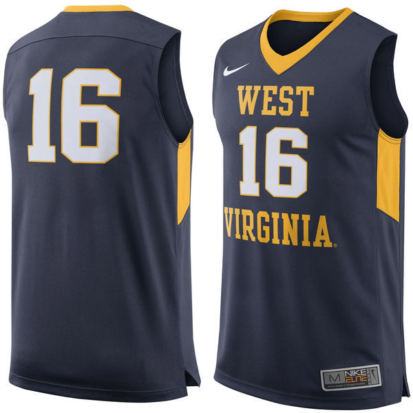 NCAA West Virginia Mountaineers #16 Basketball Jersey Navy 