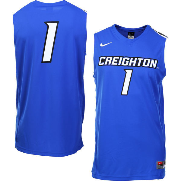 NCAA Creighton Bluejays #1 Nike Replica Jersey  Royal Blue 