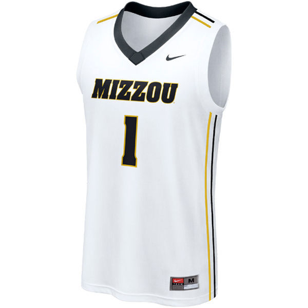 NCAA Nike Missouri Tigers #1 Replica Basketball Jersey - White 