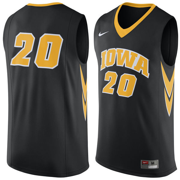 NCAA Iowa Hawkeyes #20 Nike Replica Jersey - Black