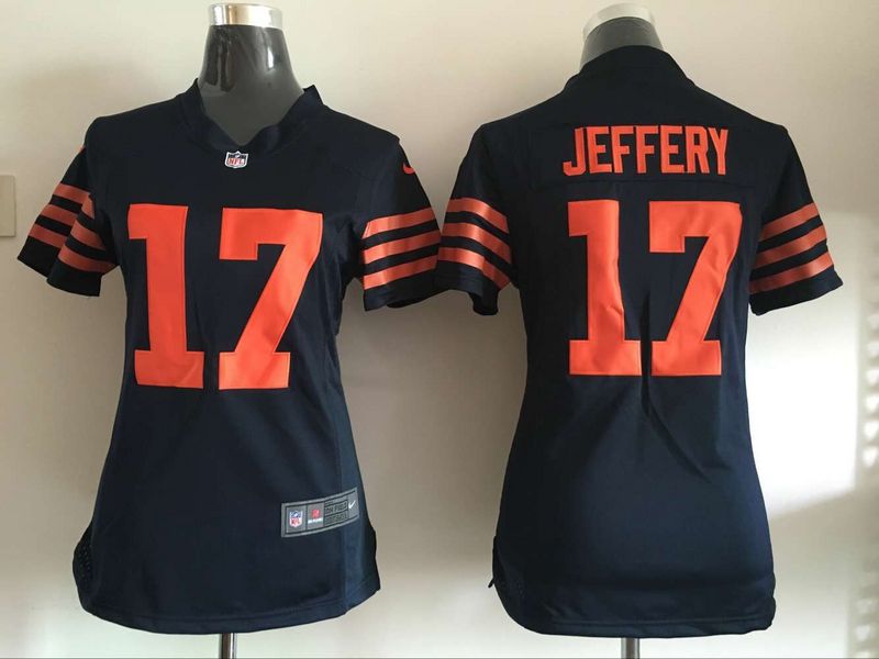 Women Nike Chicago Bears #17 Jeffery D.Blue Jersey Orange Number