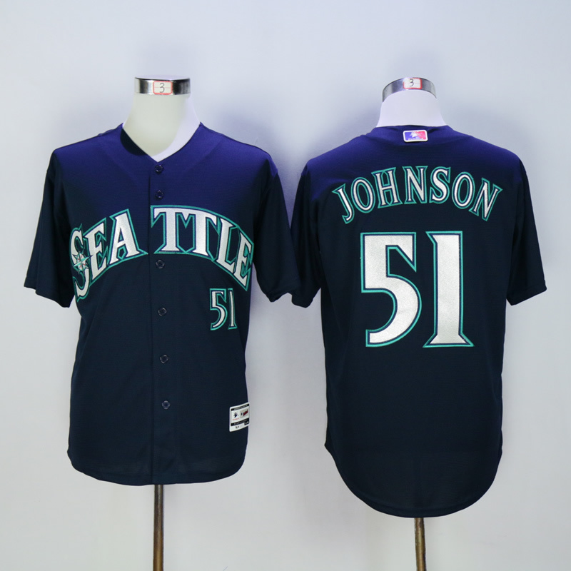 MLB Seattle Mariners #51 Johnson Blue Majestic Jersey