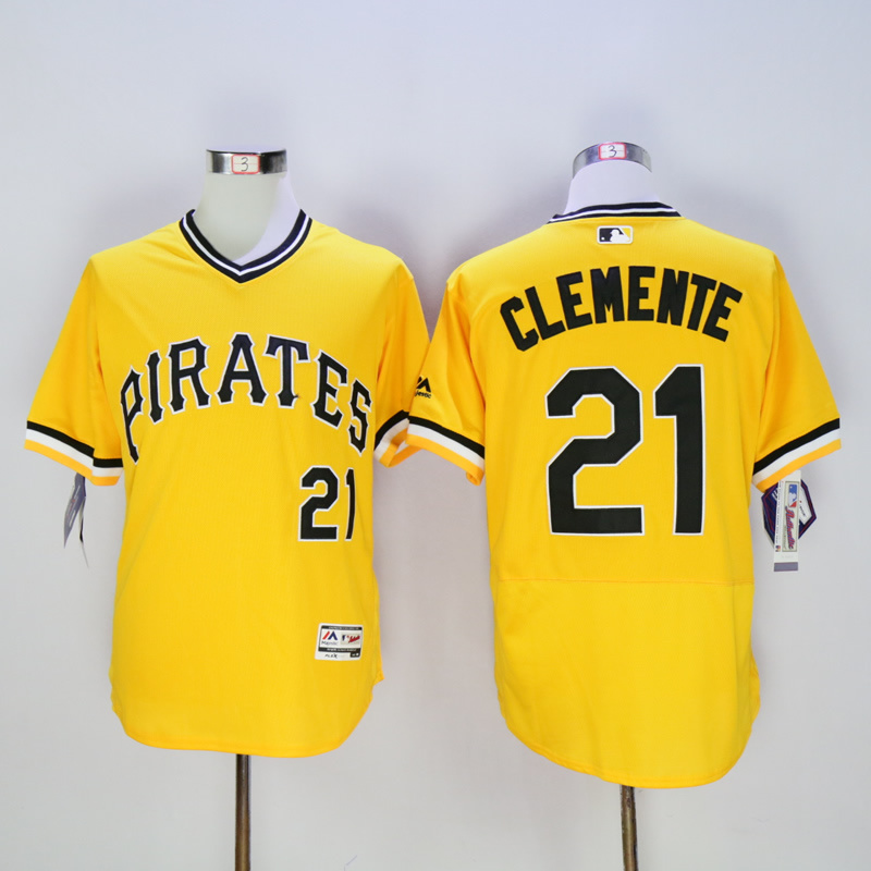 MLB Pittsburgh Pirates #21 Clemente Yellow Pullover Jersey