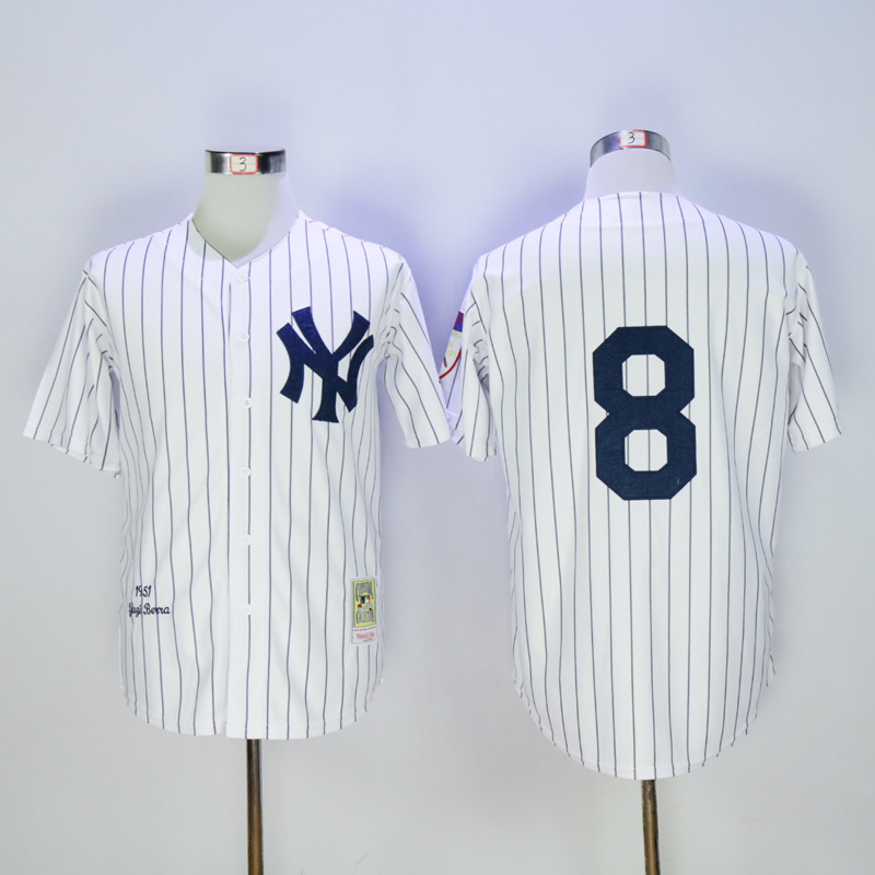 MLB New York Yankees #8 1951 Throwback White Jersey