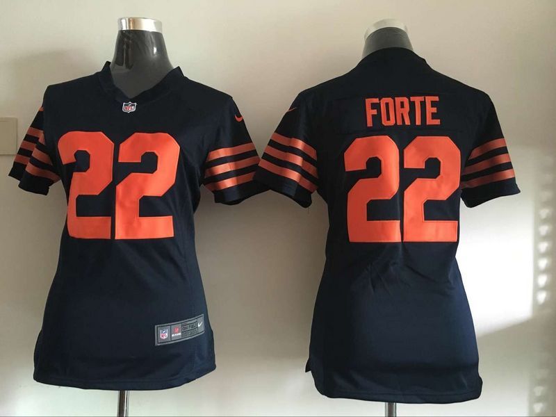 Women Nike Chicago Bears #22 Forte D.Blue Jersey Orange Number