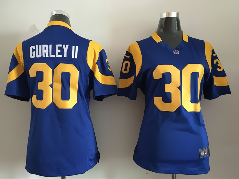 Women Los Angeles Rams #30 Gurley II Blue Jersey