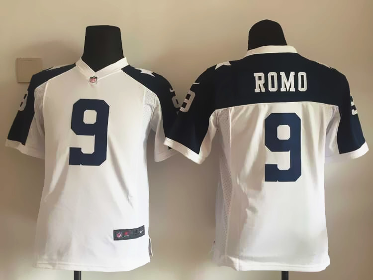 Kids Nike Dallas Cowboys #9 Romo Thanksgiving White Jersey