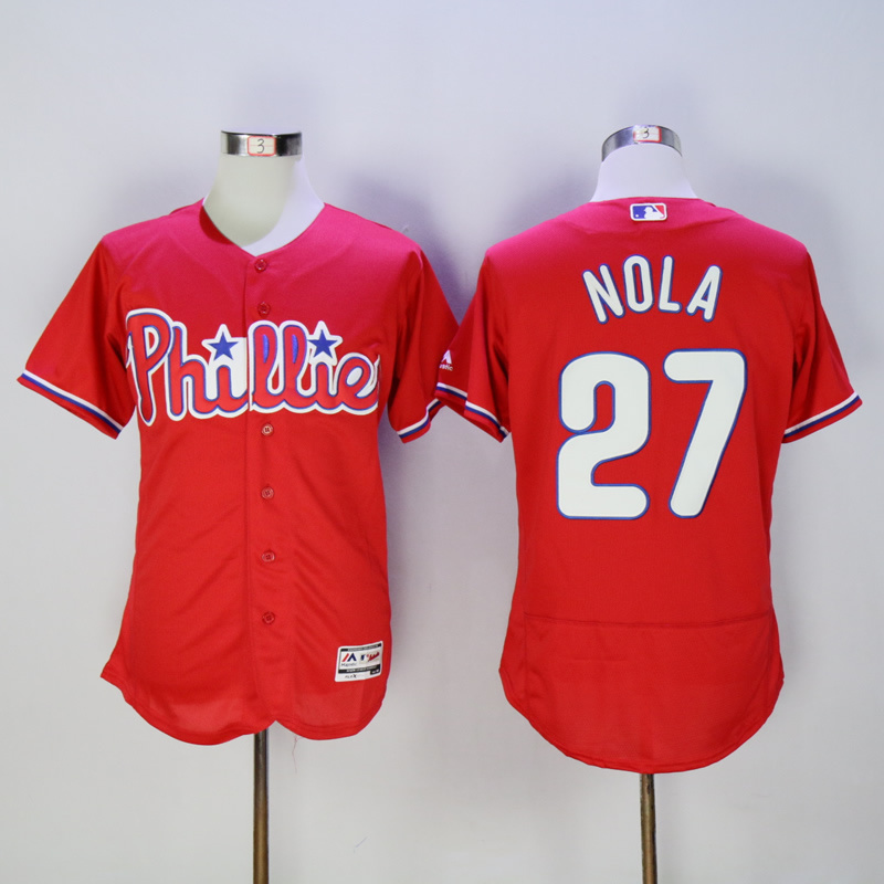 MLB Philadelphia Phillies #27 Aaron Nola Red Majestic Jersey