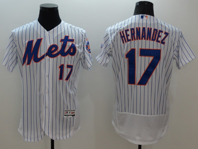 Majestic MLB New York Mets #17 Hernandez White Elite Jersey