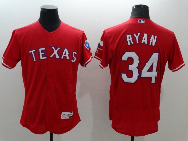 Majestic MLB Texas Rangers #34 Ryan Red Elite Jersey