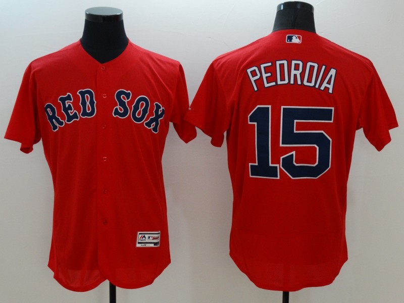 Majestic MLB Boston Red Sox #15 Pedroia Red Elite Jersey