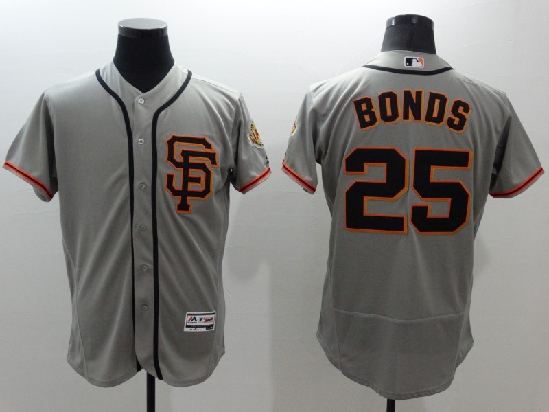 Majestic MLB San Francisco Giants #25 Bonds Grey Elite Jersey