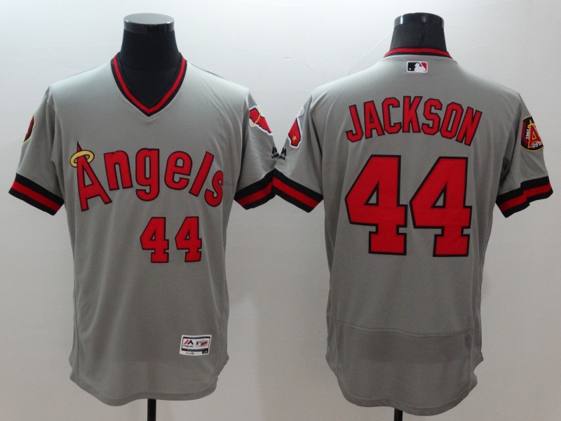 Majestic MLB Los Angels Angeles #44 Jackson Grey Pullover Elite Jersey