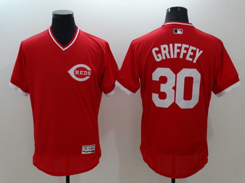 Majestic MLB Cincinnati Reds #30 Griffey Red Pullover Elite Jersey