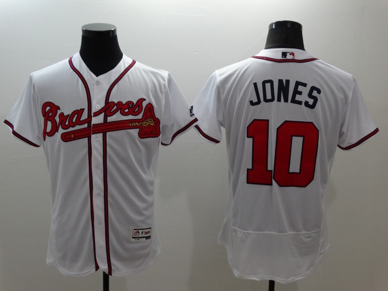 Majestic MLB Atlanta Braves #10 Jones White Elite Jersey