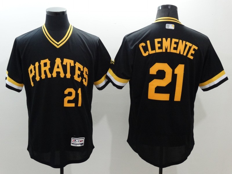 Majestic MLB Pittsburgh Pirates #21 Clemente Black Pullover Jersey