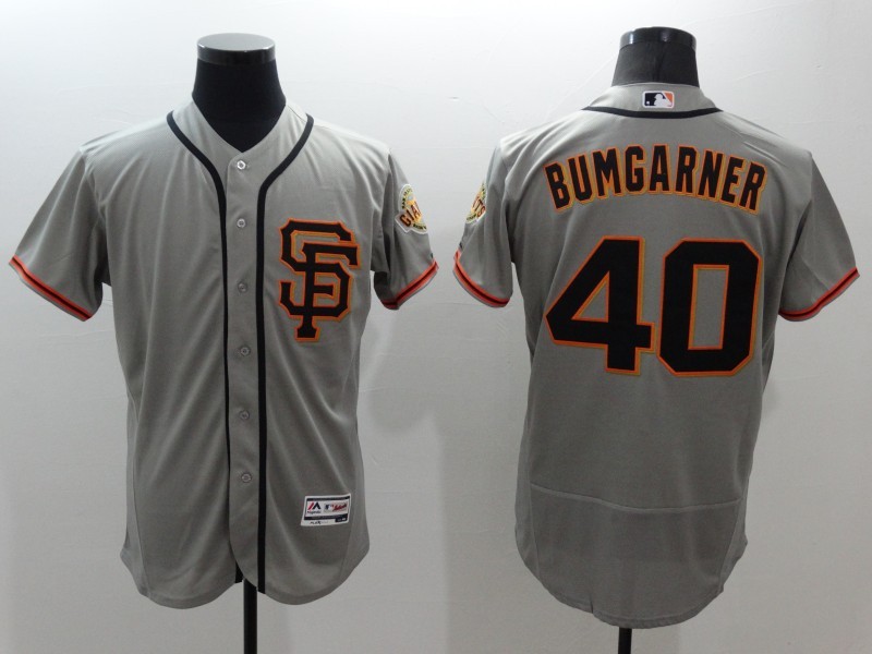 Majestic MLB San Francisco Giants #40 Bumgarner Grey Elite Jersey
