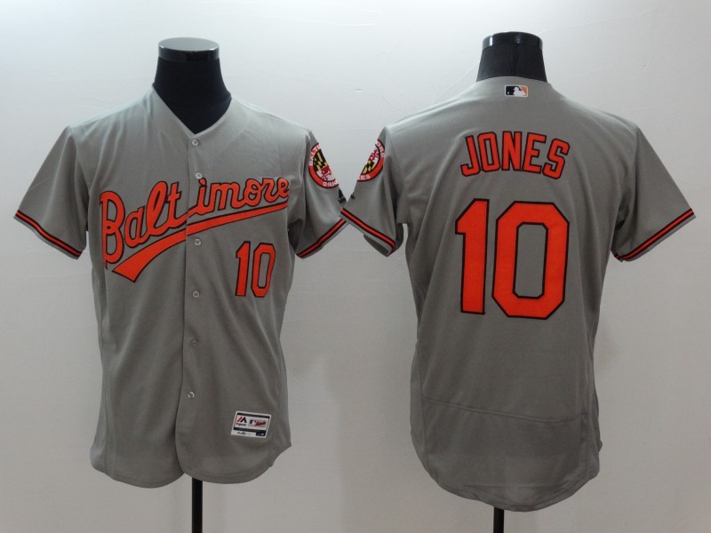 Majestic MLB Baltimore Oriles #10 Jones Grey Elite Jersey