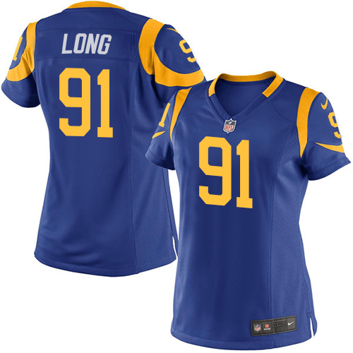 Women Los Angeles Rams #91 Chris Long Royal Blue Jersey