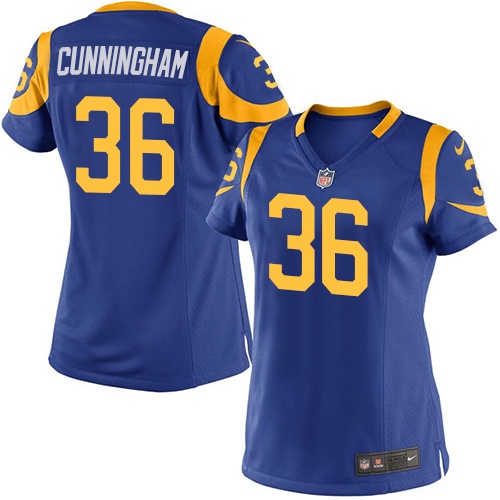 Women Los Angeles Rams #36 Benny Cunningham Royal Blue Jersey