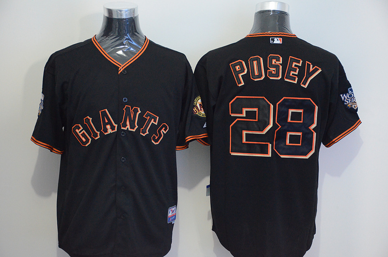 Majestics San Francisco Giants #28 Posey Black Jersey