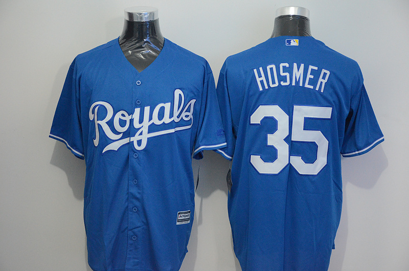 Majestics MLB Kansas City Royals #35 Hosmer Blue Jersey