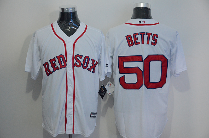 Majestics MLB Boston Red Sox #50 Betts White Jersey