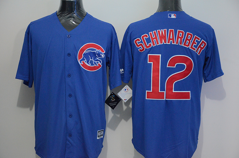 Majestic MLB Chicago Cubs #12 Schwarber Blue Jersey