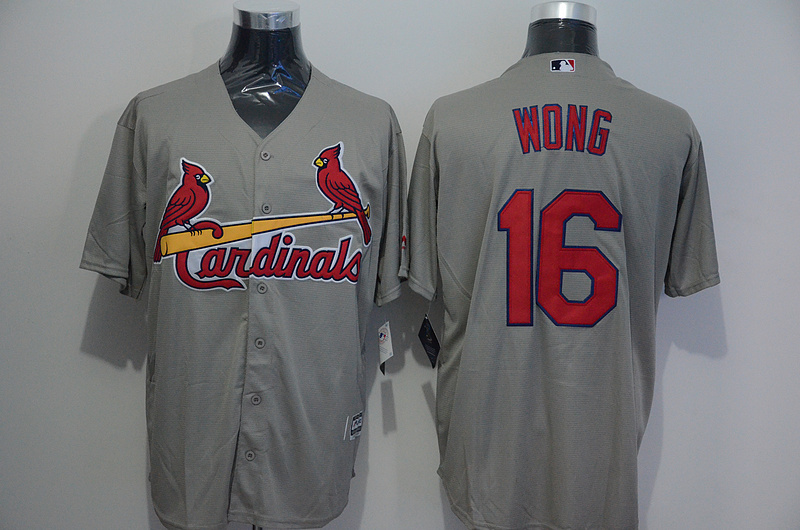 Majesties St.Louis Cardinals #16 Wong Grey Jersey