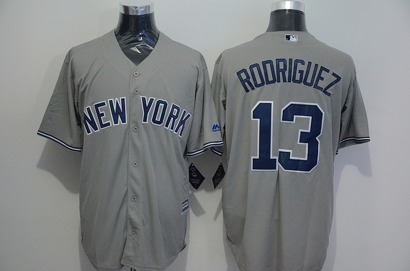 Majestics New York Yankees #13 Rodriguez Grey Jersey