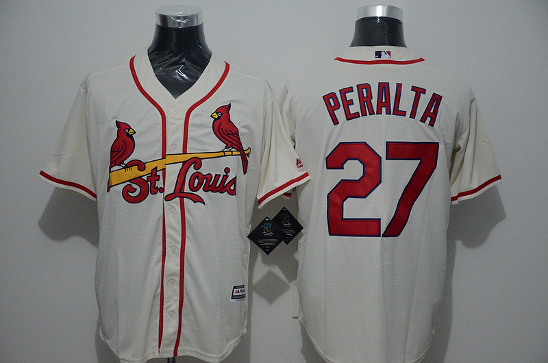 Majestics Majestics St.Louis Cardinals #27 Peralta Cream Jersey