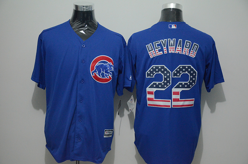 Majestic MLB Chicago Cubs #22 Heyward Blue USA Flag Jersey