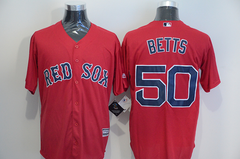 Majestics MLB Boston Red Sox #50 Betts Red Jersey