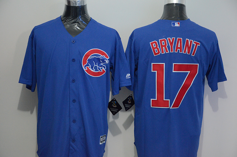 Majestic MLB Chicago Cubs #17 Bryant Blue Jersey