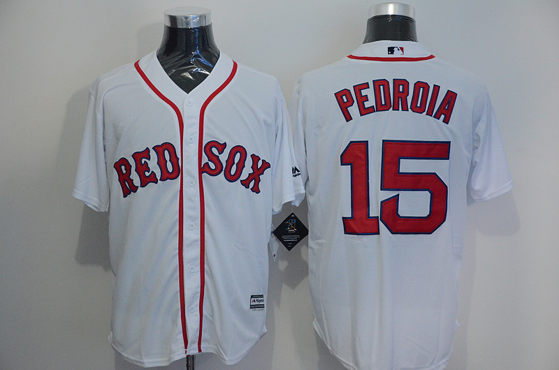 Majestics MLB Boston Red Sox #15 Pedroia White Jersey