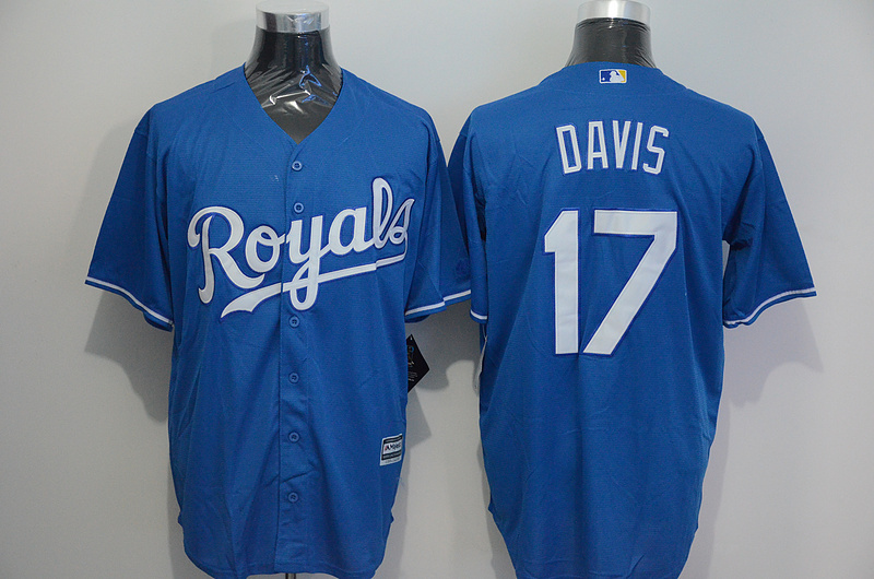 Majestics MLB Kansas City Royals #17 Davis Blue Jersey
