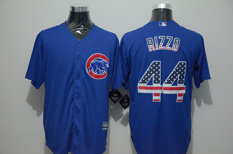 Majestic MLB Chicago Cubs #44 Rizzo Blue USA Flag Jersey