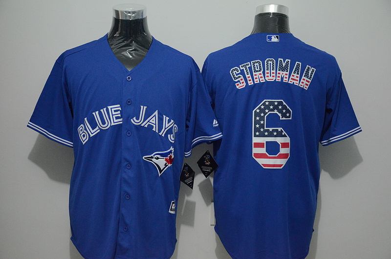 Majestic MLB Toronto Blue Jays #6 Stroman Blue USA Flag Jersey