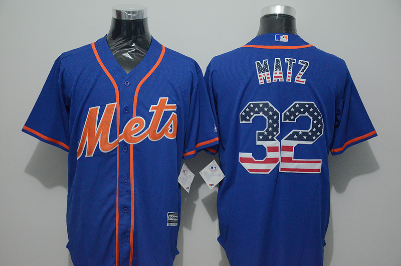 Majestic MLB New York Mets #32 Matz Blue USA Flag Jersey