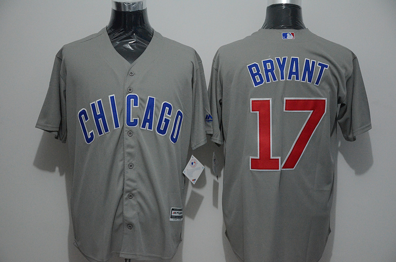 Majestic MLB Chicago Cubs #17 Bryant Grey Jersey