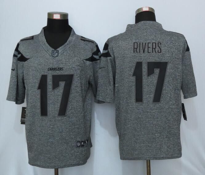 New Nike San Diego Chargers 17 Rivers Gray Mens Stitched Gridiron Gray Limited Jersey  